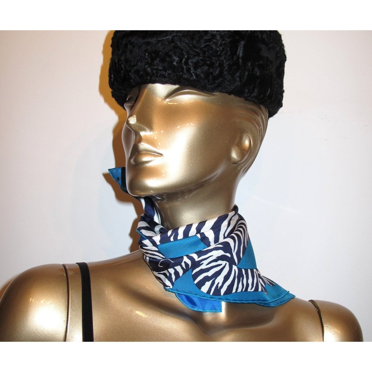 Hermes 2015 Blue Zebra Pegasus Twill Gavroche 42cm, NIB! - poupishop