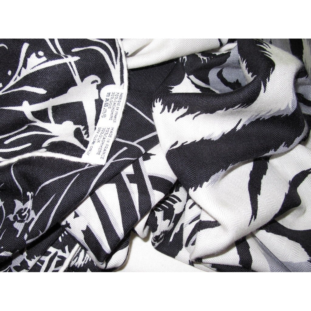 Hermes B/W Tyger Tyger cashmere shawl
