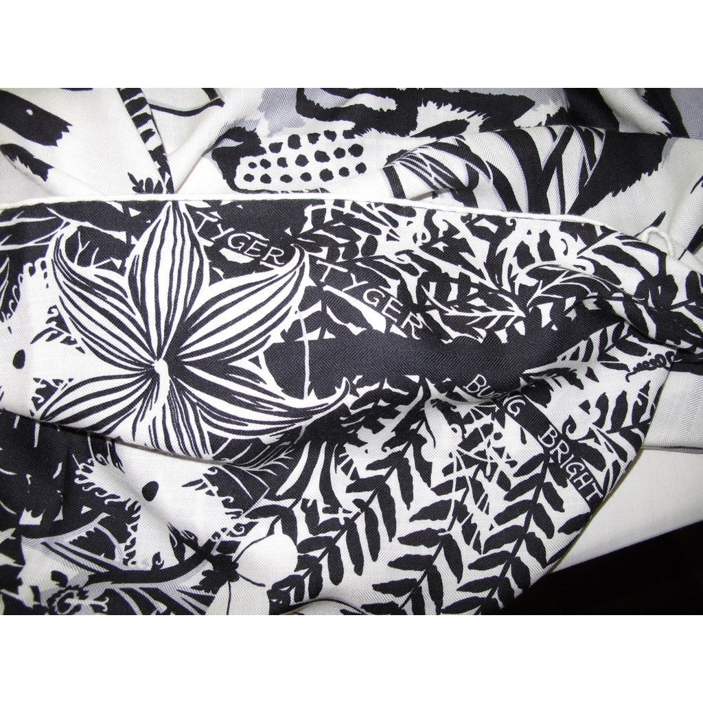 Hermes 2015 cw15 Noir/Blanc/Gris Tyger Tyger Cashmere Shawl 140 - poupishop