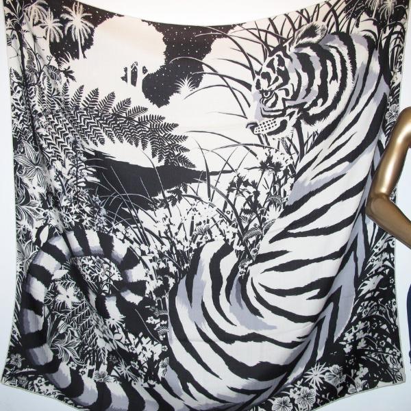 Hermes B/W Tyger Tyger cashmere shawl