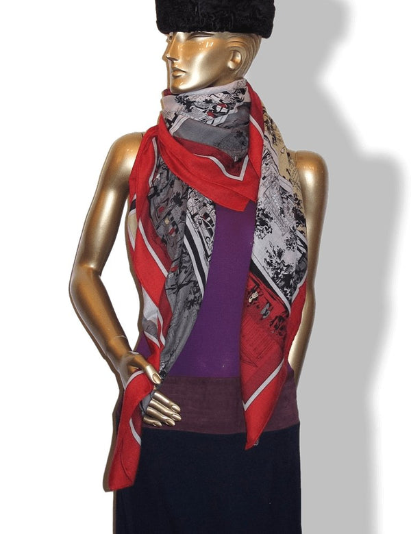 Hermes A L'Ombre des Boulevards by Virginie Jamin Cashmere Shawl 140