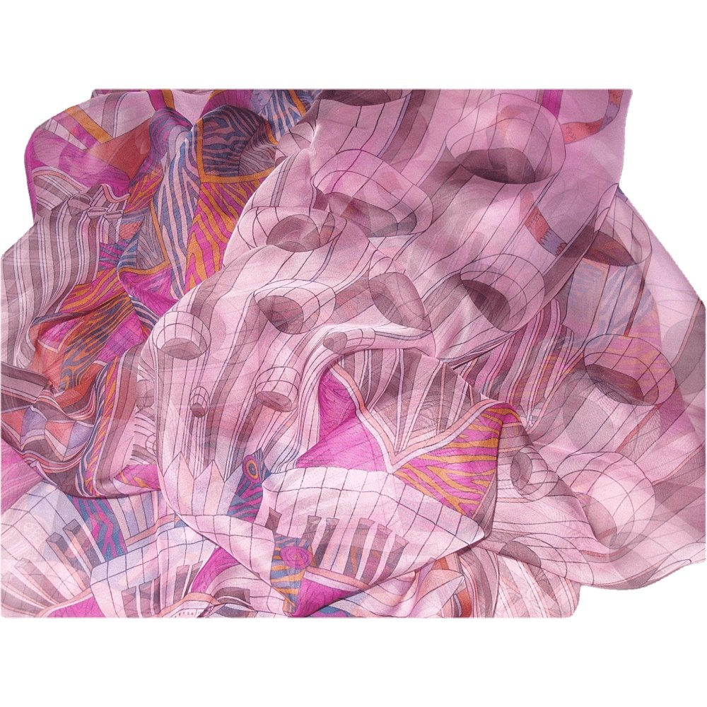 Hermes 2015 Rose, Fuchsia, Mauve Point d'Orgue by Pierre Marie Mousseline 140, NIB! - poupishop