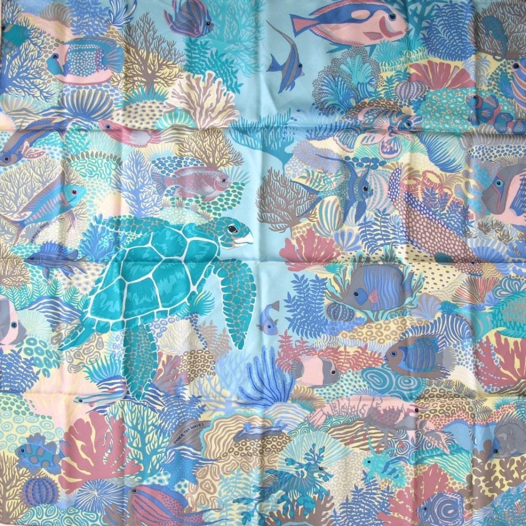 Hermes 2015 Turquoise Under the Waves by Alice Shirley Twill 90cm