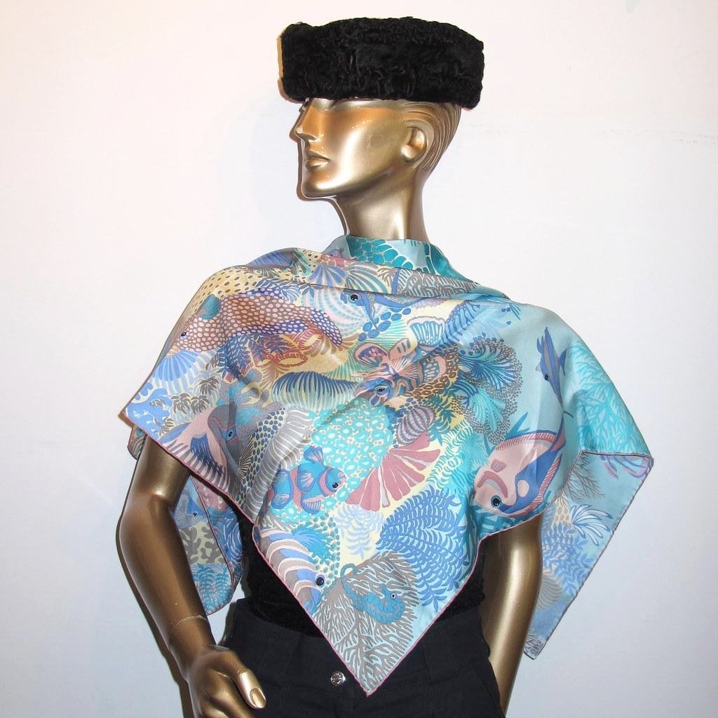 Hermes 2015 Turquoise Under the Waves by Alice Shirley Twill 90 - poupishop