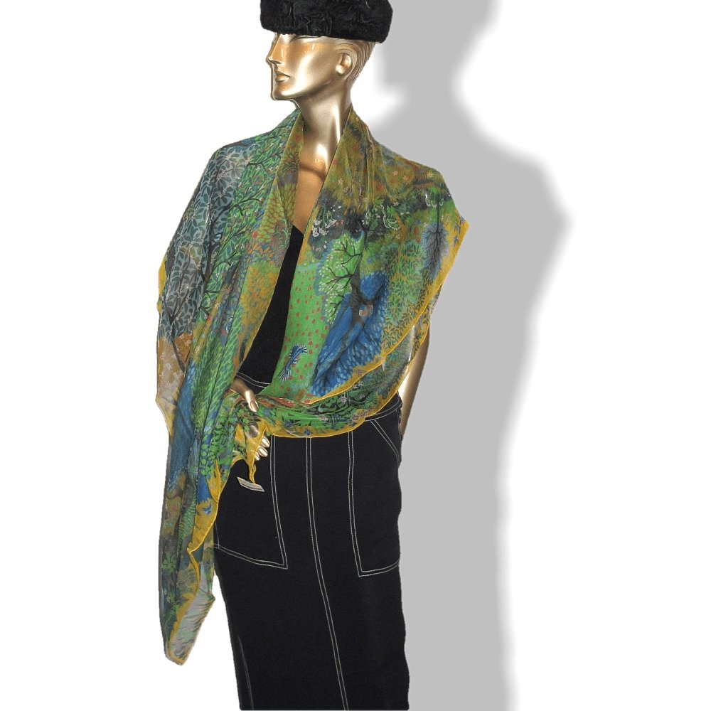Hermes Dans Un Jardin Anglais Mousseline Shawl 140