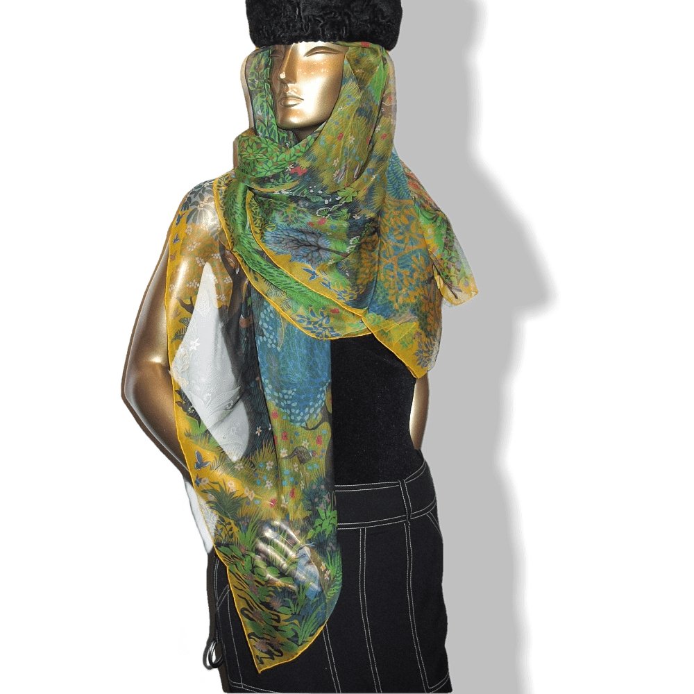 Hermes Dans Un Jardin Anglais Mousseline Shawl 140