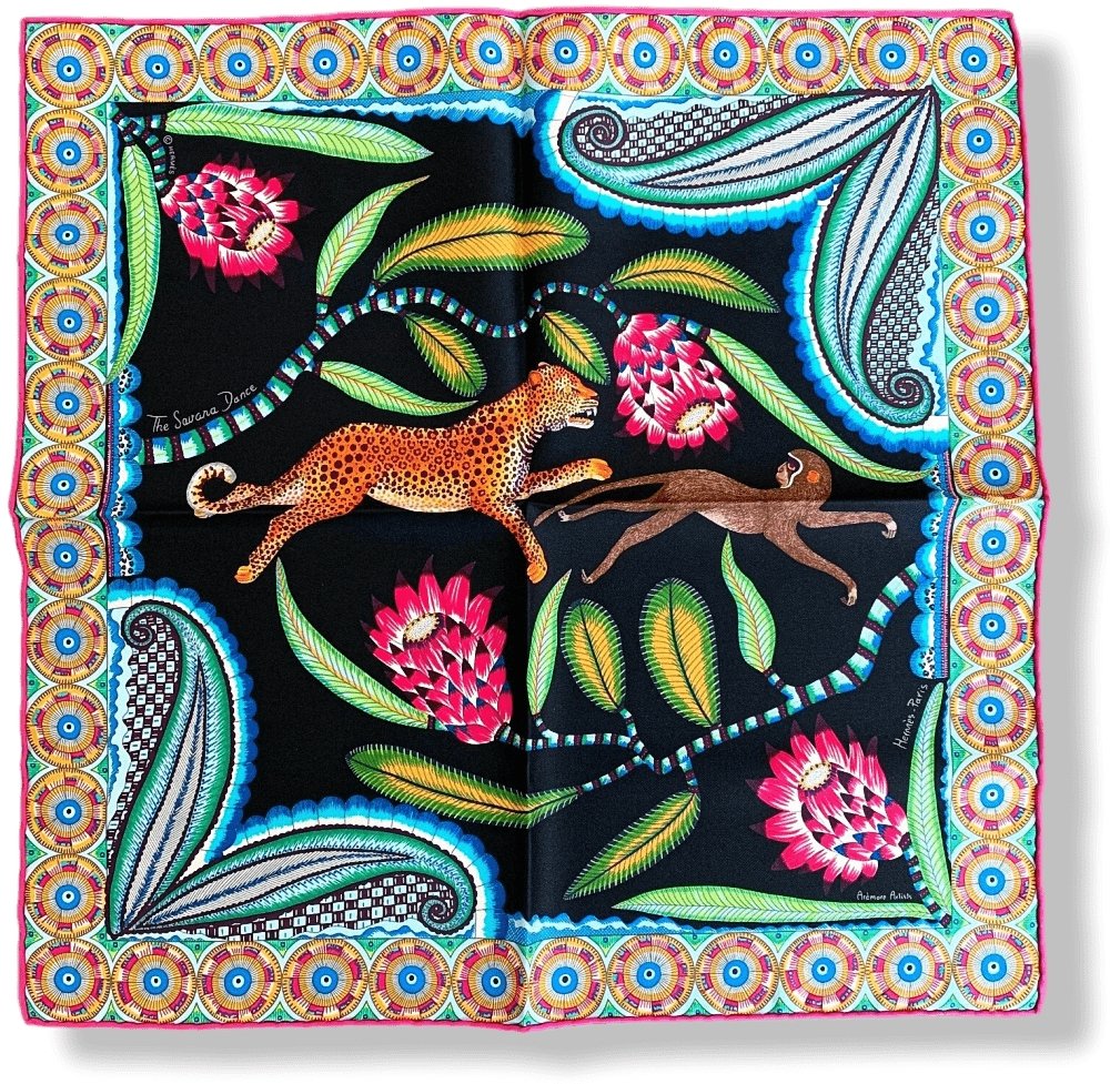 Hermes THE SAVANA DANCE Gavroche Twill Carre 45 cm