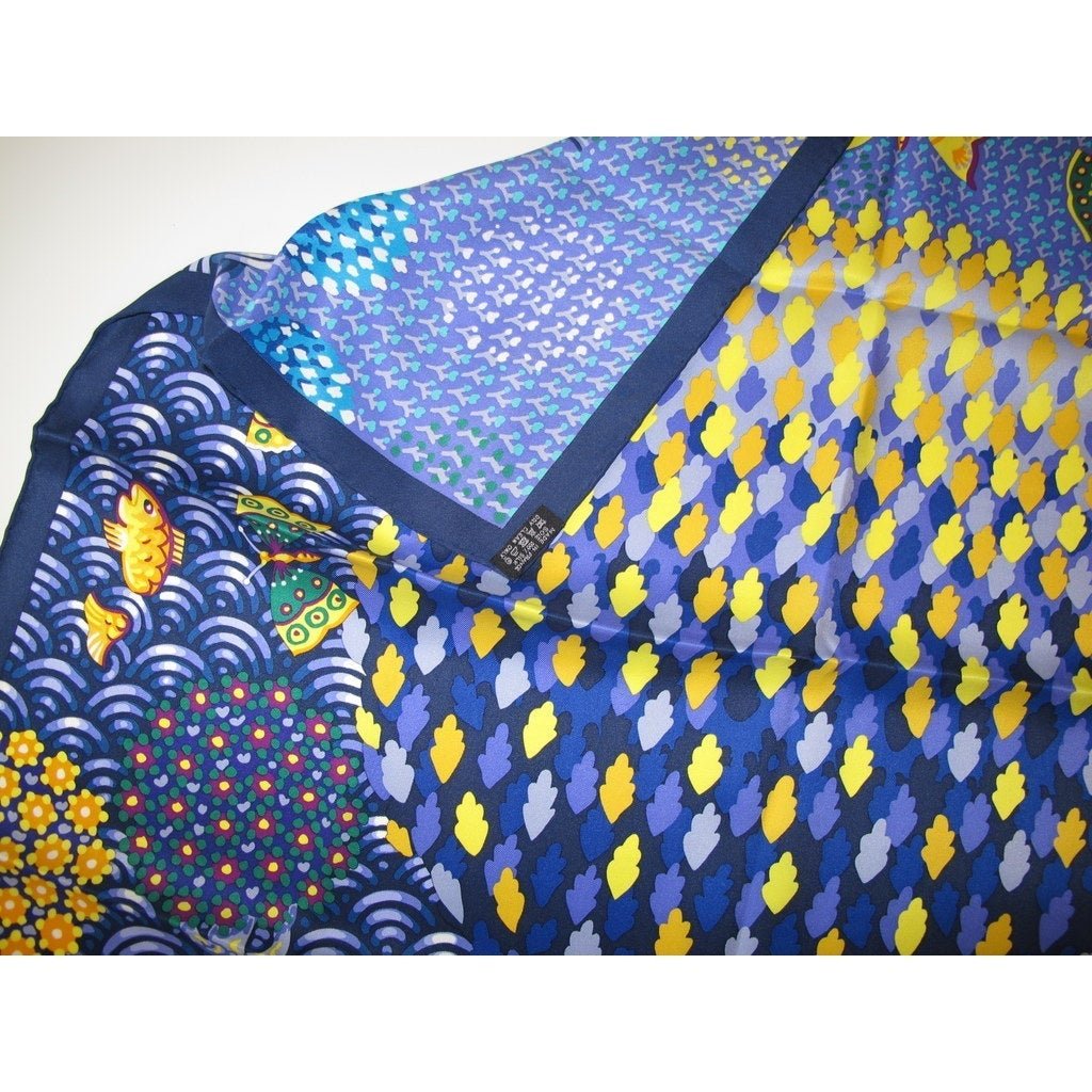Hermes 2016 Blue Les Ailes Pleines de Joie Vintage Silk 70, NIB! - poupishop