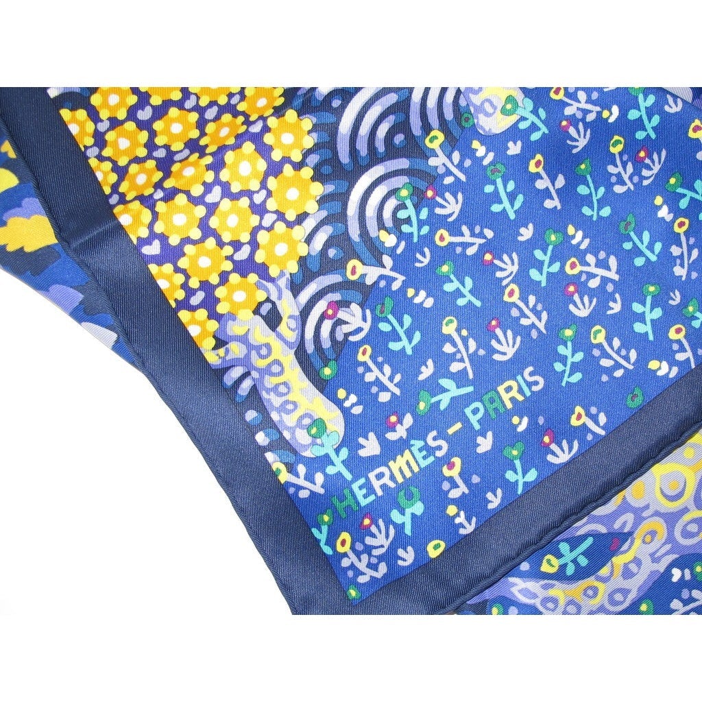 Hermes 2016 Blue Les Ailes Pleines de Joie Vintage Silk 70, NIB! - poupishop