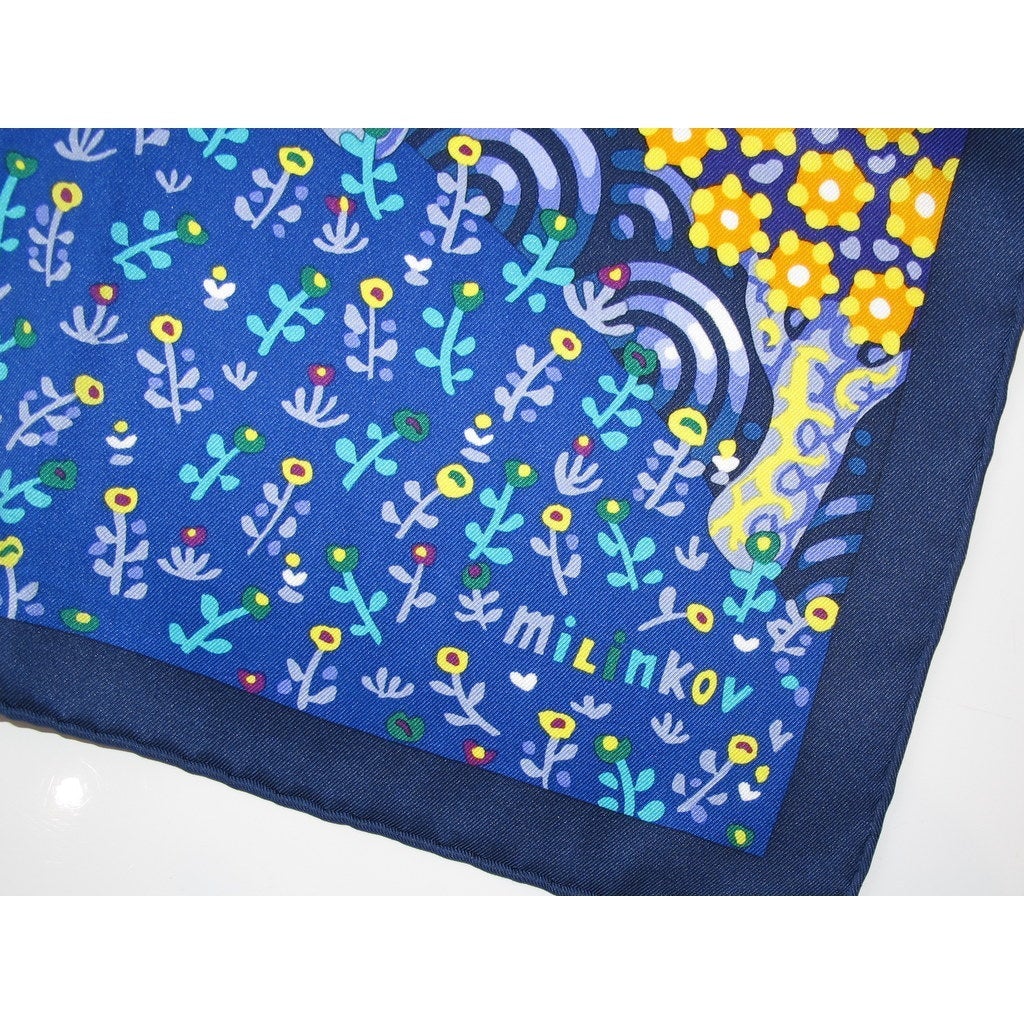 Hermes 2016 Blue Les Ailes Pleines de Joie Vintage Silk 70