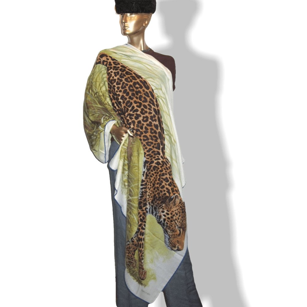 Hermes Panthera Pardus by Robert Dallet Cashmere Shawl 140