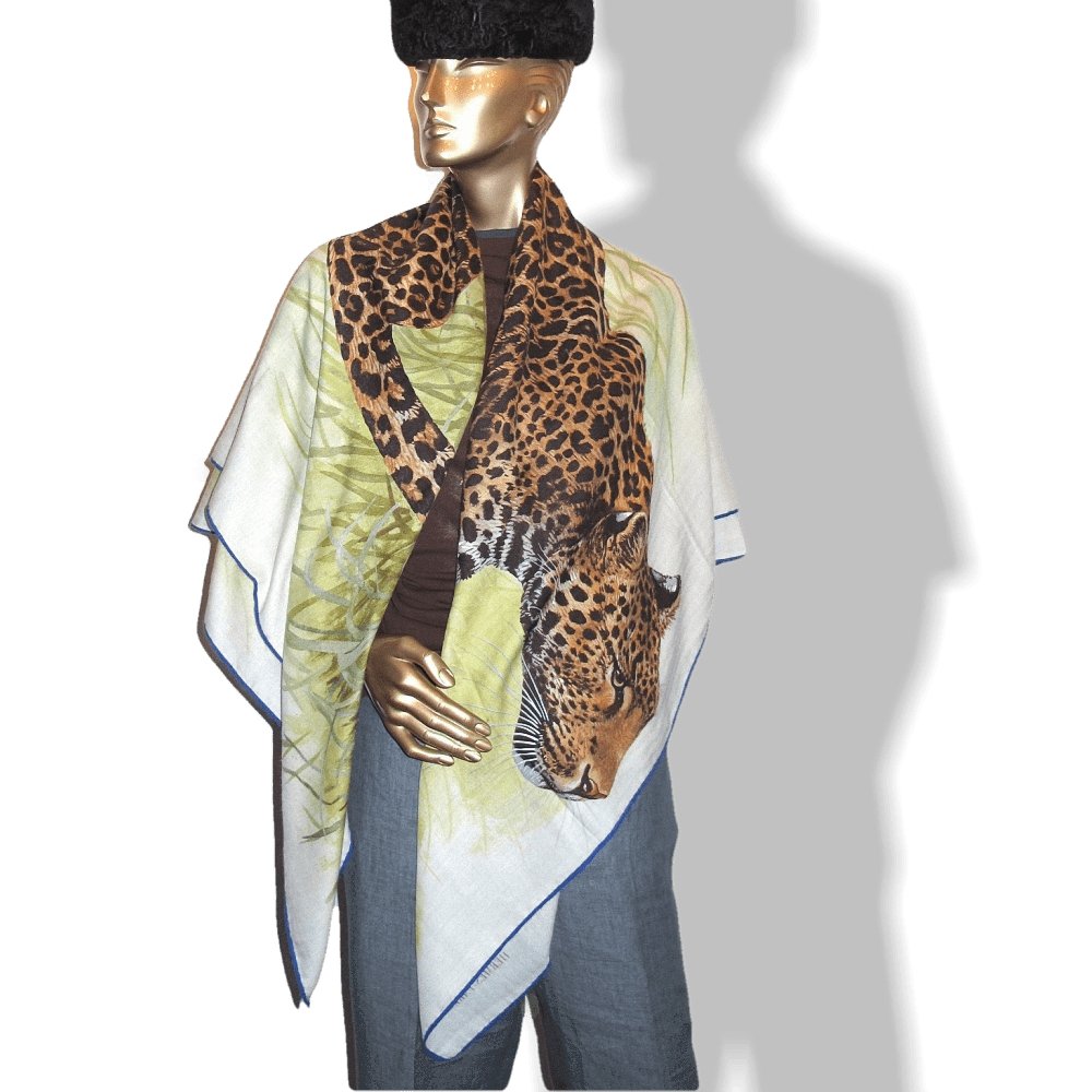 Hermes Panthera Pardus by Robert Dallet Cashmere Shawl 140