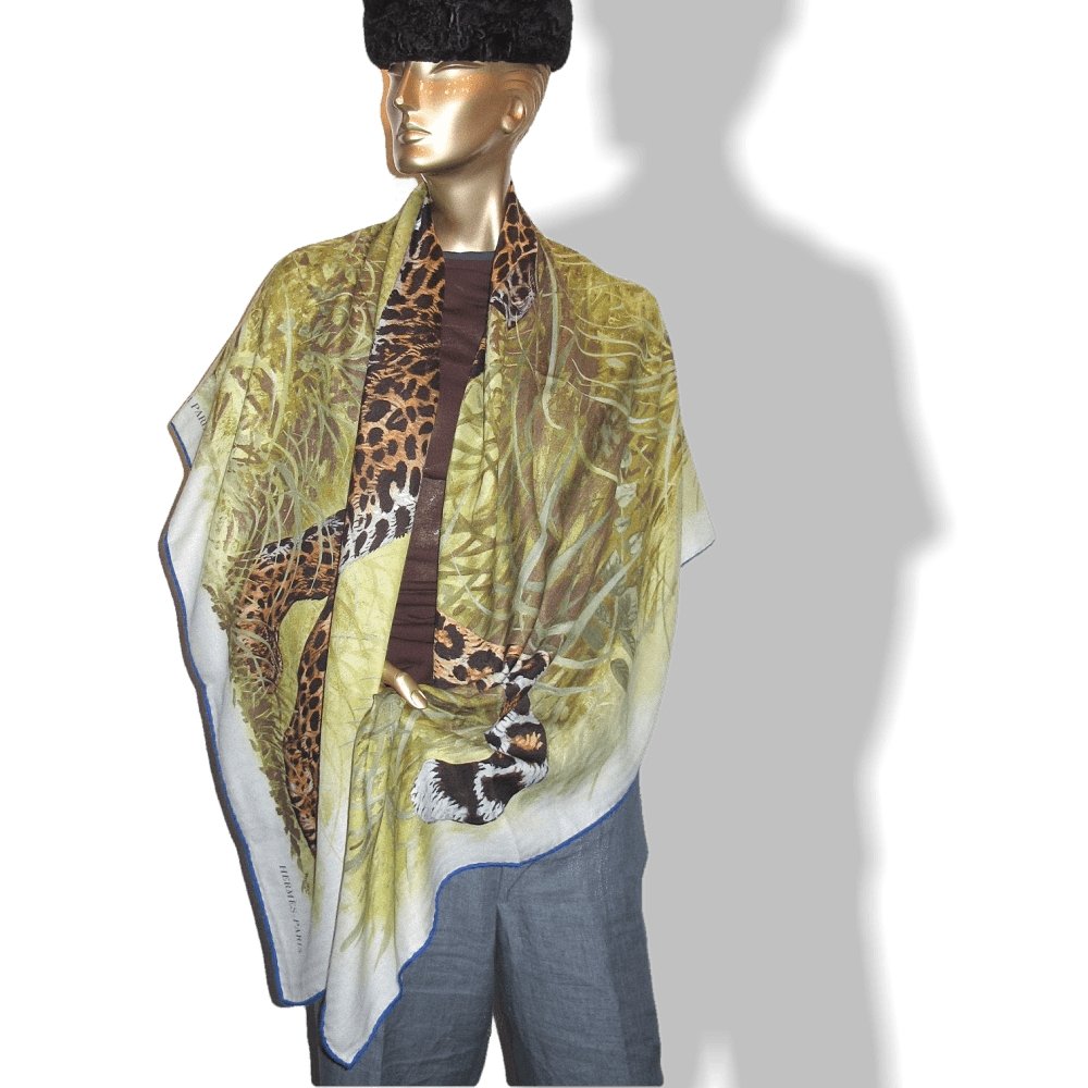 Hermes Panthera Pardus by Robert Dallet Cashmere Shawl 140