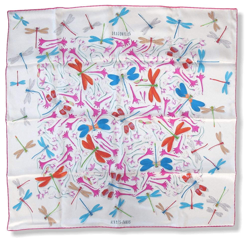 Hermes Dragonflies by Leight P. Cooke Vintage Silk 70