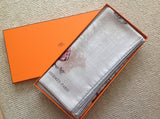 Hermes 2016 Gris Chiné/Rose/Ardoise PANTHERA PARDUS by Robert Dallet Cashmere Shawl 140, NIB! - poupishop