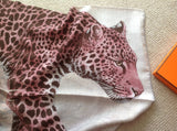 Hermes 2016 Gris Chiné/Rose/Ardoise PANTHERA PARDUS by Robert Dallet Cashmere Shawl 140, NIB! - poupishop