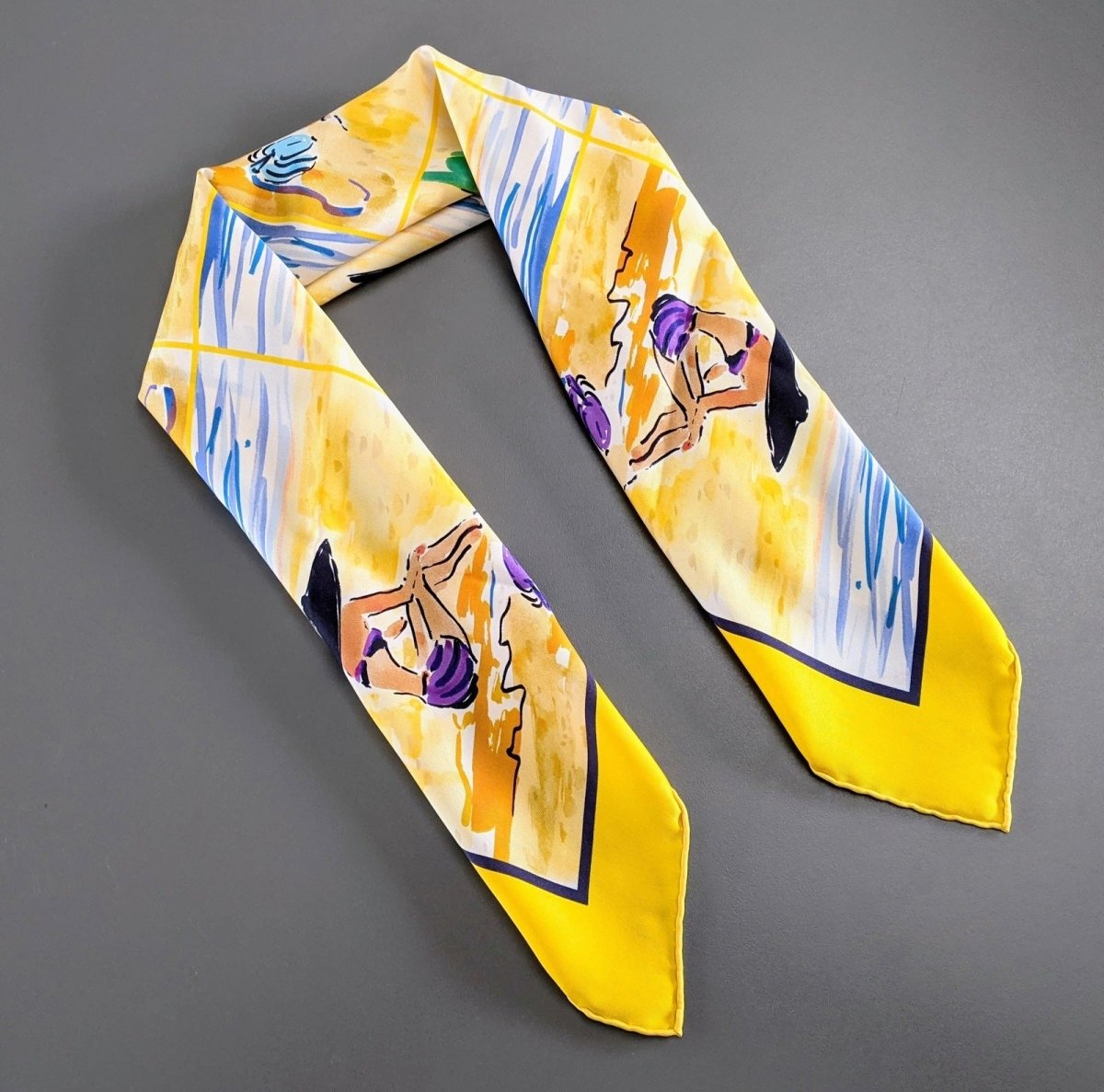 Hermes 2016 Jaune BAIN DE MER by Jean-Louis Clerc Vintage Silk 70 cm - poupishop