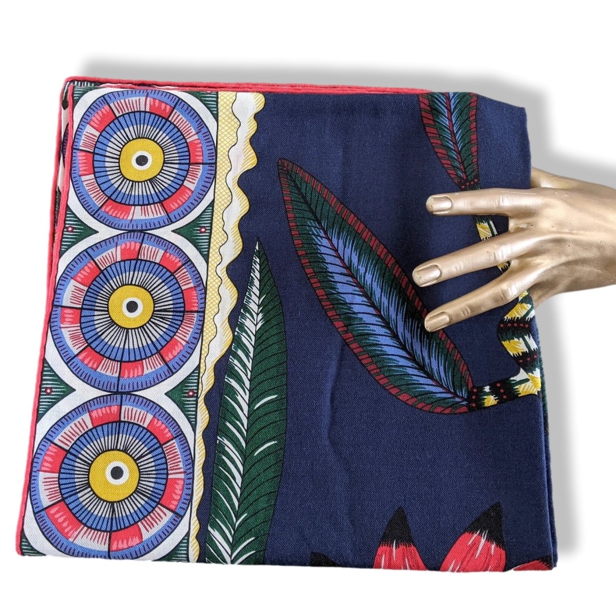 Hermes 2016 Marine/Vert/Corail THE SAVANA DANCE by Ardmore Artists Cashmere Shawl 140, BNWTIB!