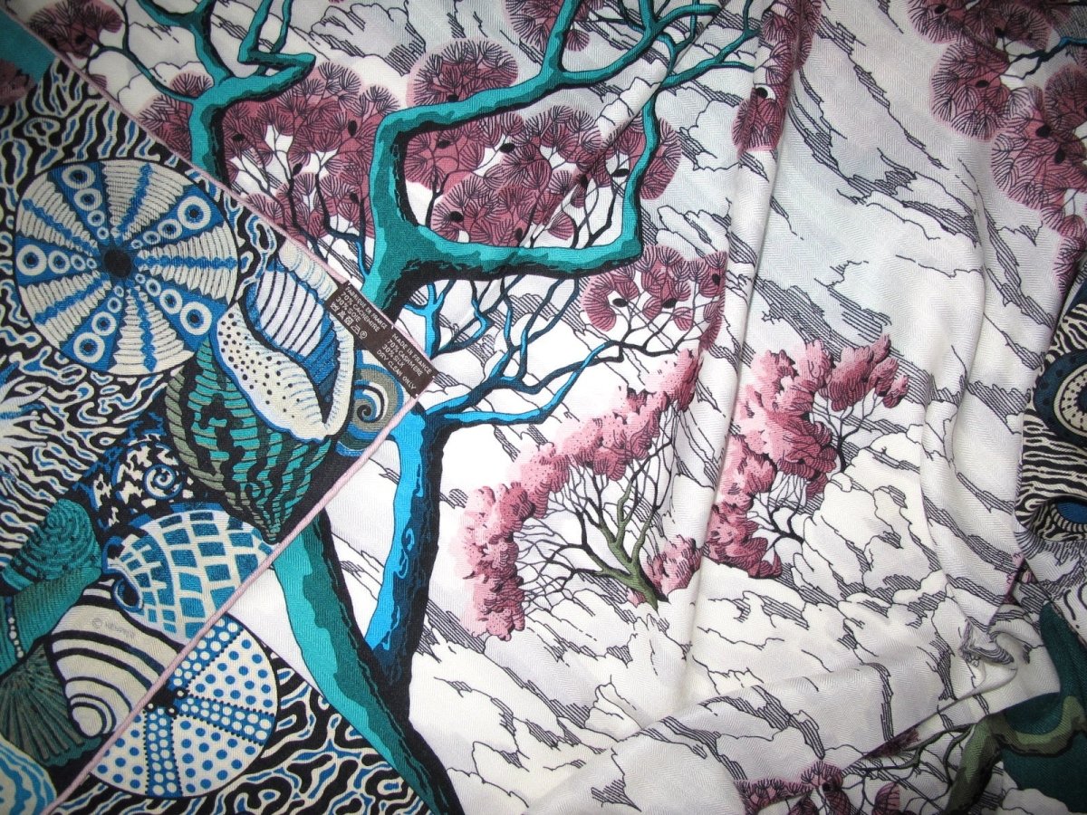 Hermes Sieste au Paradis by Aline Honore Cashmere 70% Shawl 140