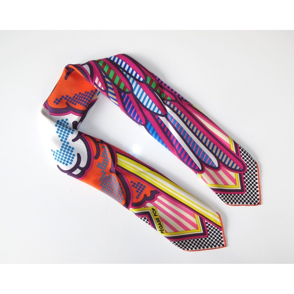 Hermes 2016 Red Blue Yellow Pegase Pop by Dimitri Rybaltchenko Vintage Silk 70cm - poupishop
