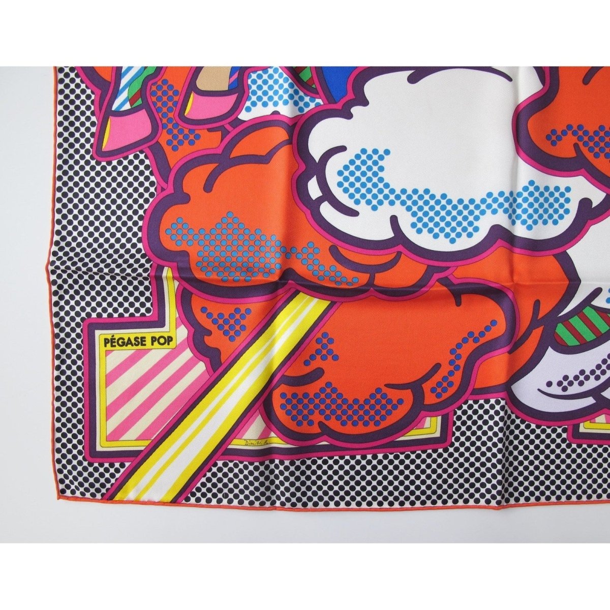 Hermes 2016 Red Blue Yellow Pegase Pop by Dimitri Rybaltchenko Vintage Silk 70cm - poupishop