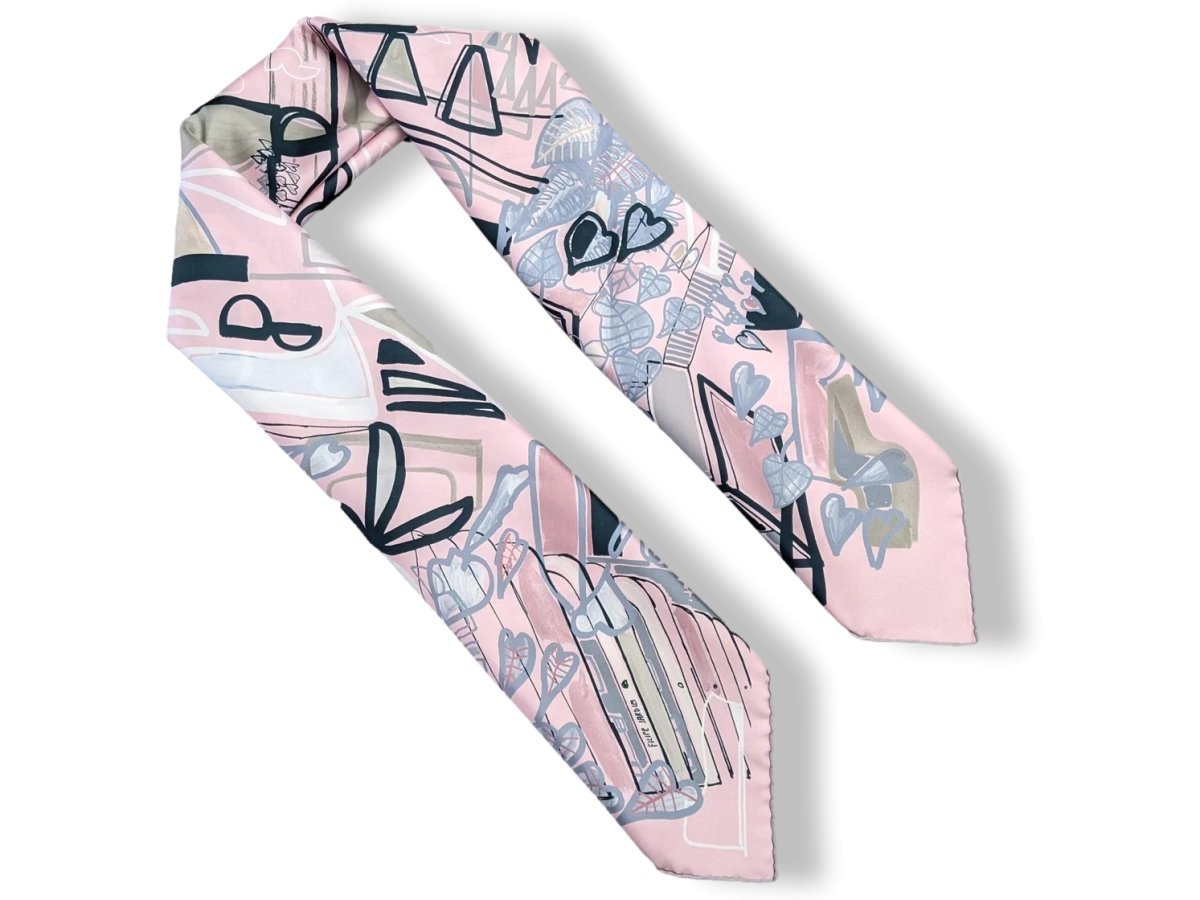 Hermes 2016 Rose/Gris/Noir "Modernisme Tropical" by Filpe Jardim Twil Silk 90, New!