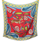 Hermes 2016 Rouge/Turquoise The Savana Dance Cashmere by Ardmore Artists Shawl 140