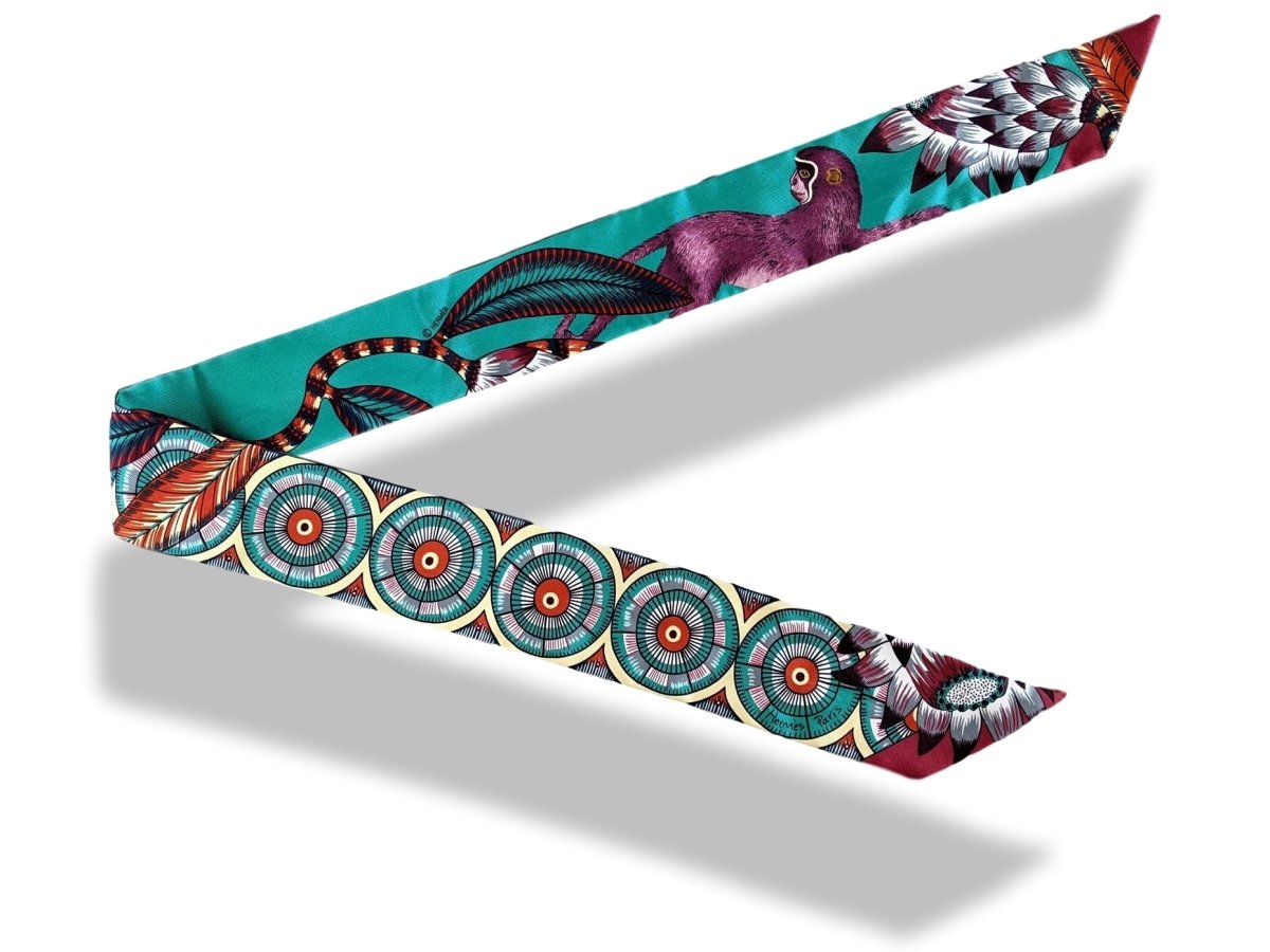 Hermes 2016 Vert Turquoise Mauve SAVANA DANCE by Ardmore Artists Twilly, Mint!