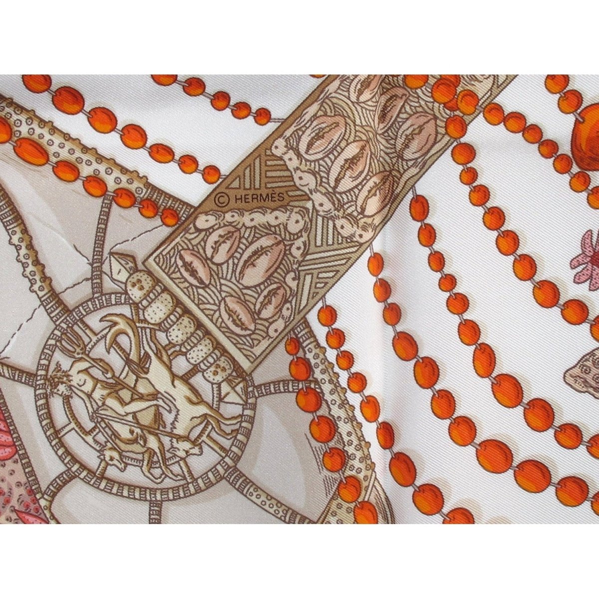 Hermes 2016 White Orange Red Chemins de Corail by Annie Faivre
