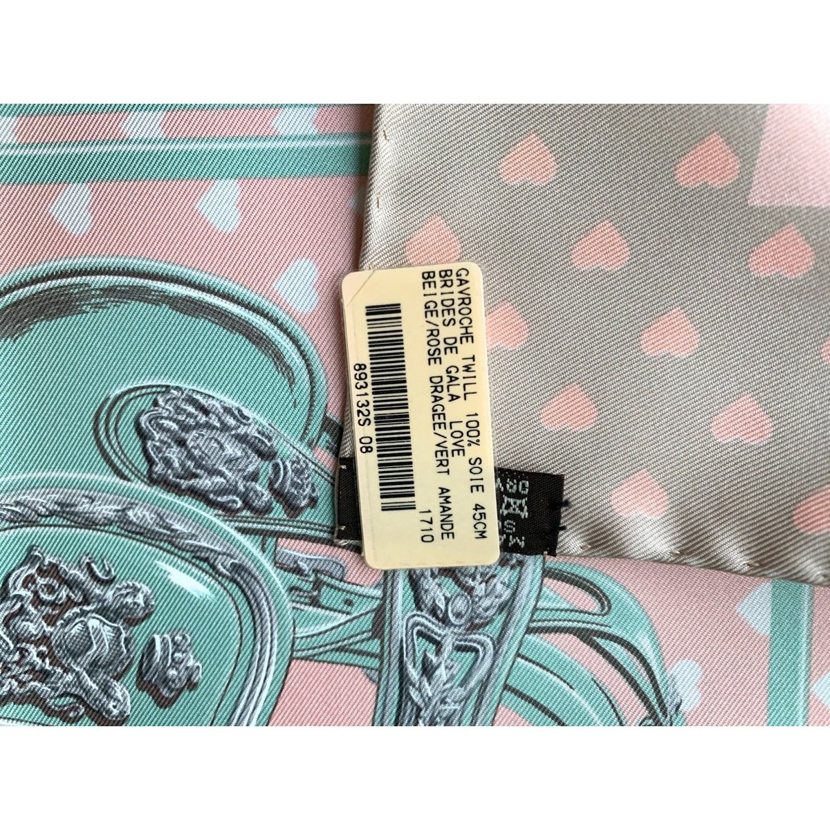 Hermes 2017 Beige, Pink, Almond BRIDES DE GALA LOVE Twill Gavroche Carre 45 CM, BNWT! - poupishop