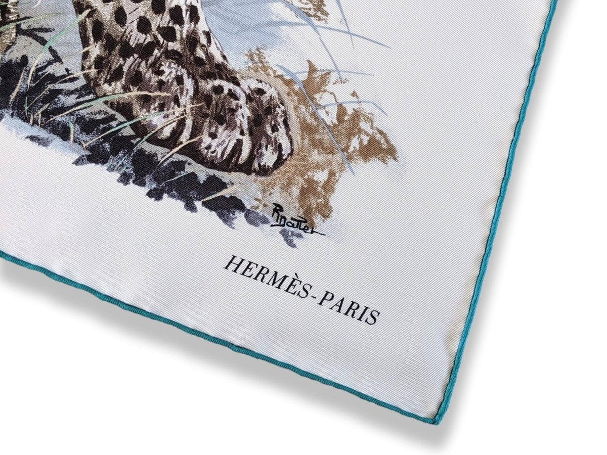 Hermes 2017 Blanc/Anthracite/Vert PANTHERA PARDUS by Robert Dallet Twill 90cm, NWT! - poupishop
