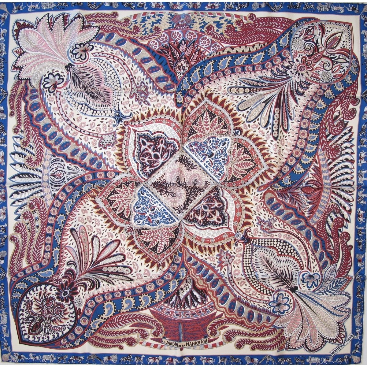 Hermes 2017 Blue/Pink Le Jardin de la Maharani by Annie Faivre, Mint! - poupishop
