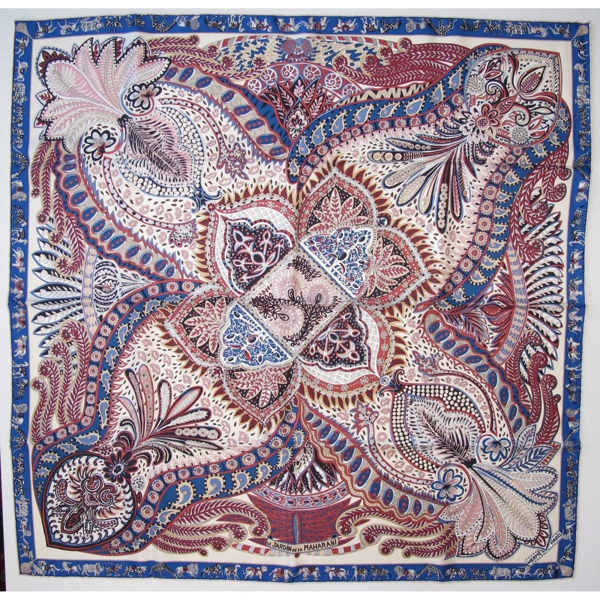 Hermes 2017 Blue/Pink Le Jardin de la Maharani by Annie Faivre, Mint! - poupishop
