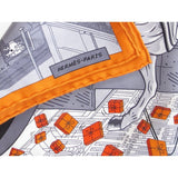 Hermes 2017 Grey Orange Space Shopping au Faubourg Twill Gavroche 45 cm, Box! - poupishop