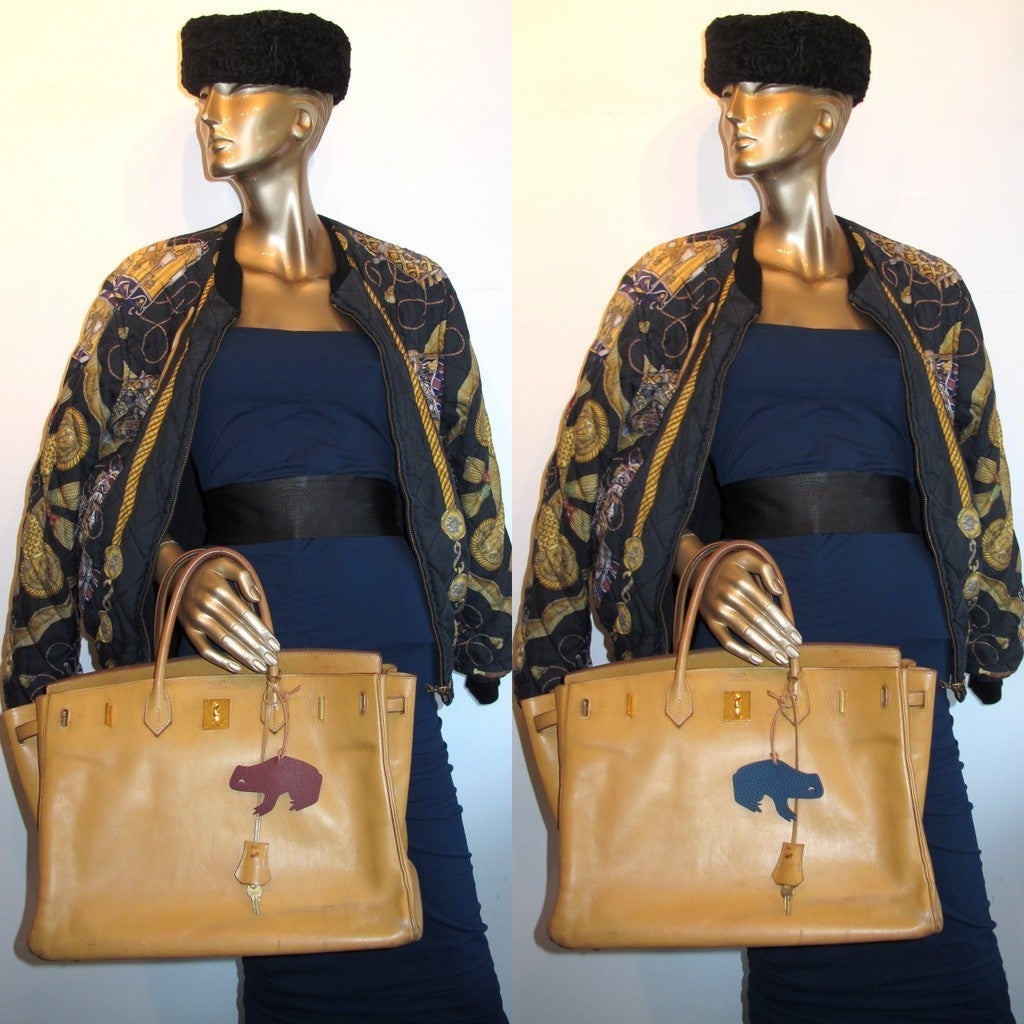 Hermes 2017 Lie de Vin/Dark Duck Frog Petit H Bag Charm GM, NIB! - poupishop