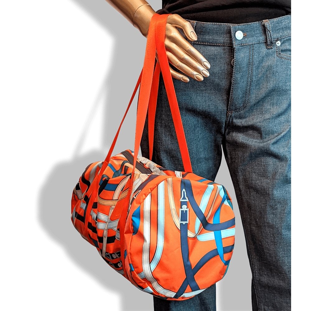 Hermes 2017 Poppy Silk/Fauve Barenia CAVALCADOUR AIRSILK DUFFLE 44 Week-end Bag, BNWT! - poupishop