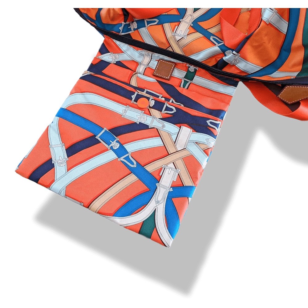 Hermes 2017 Poppy Silk/Fauve Barenia CAVALCADOUR AIRSILK DUFFLE 44 Week-end Bag, BNWT! - poupishop