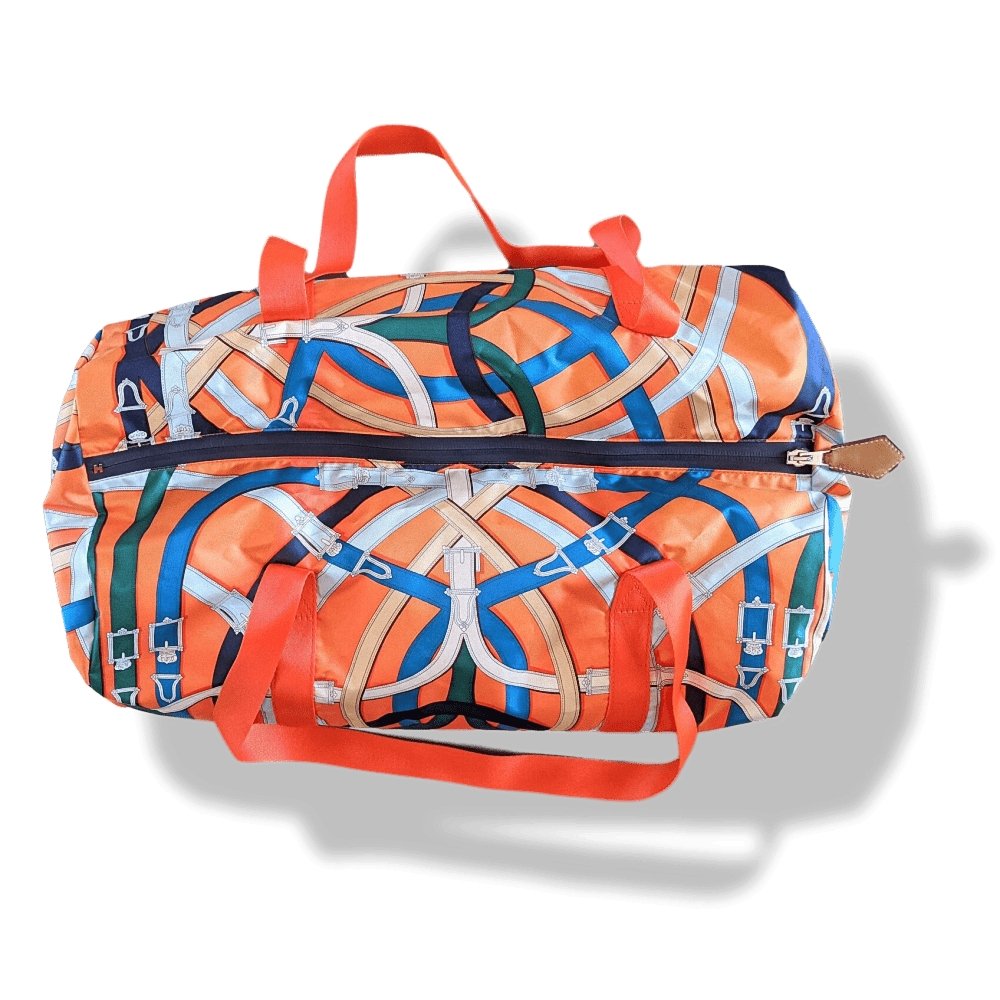 Hermes 2017 Poppy Silk/Fauve Barenia CAVALCADOUR AIRSILK DUFFLE 44 Week-end Bag, BNWT! - poupishop