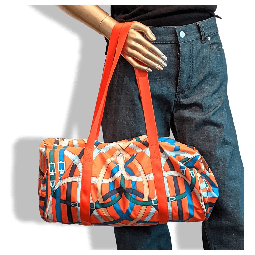 Hermes 2017 Poppy Silk/Fauve Barenia CAVALCADOUR AIRSILK DUFFLE 44 Week-end Bag, BNWT! - poupishop