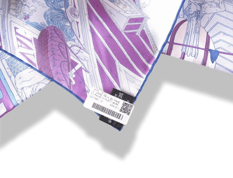 Hermes 2017 Purple LE GRAND PRIX DU FAUBOURG by Ugo Gattoni Twill 90cm, New! - poupishop