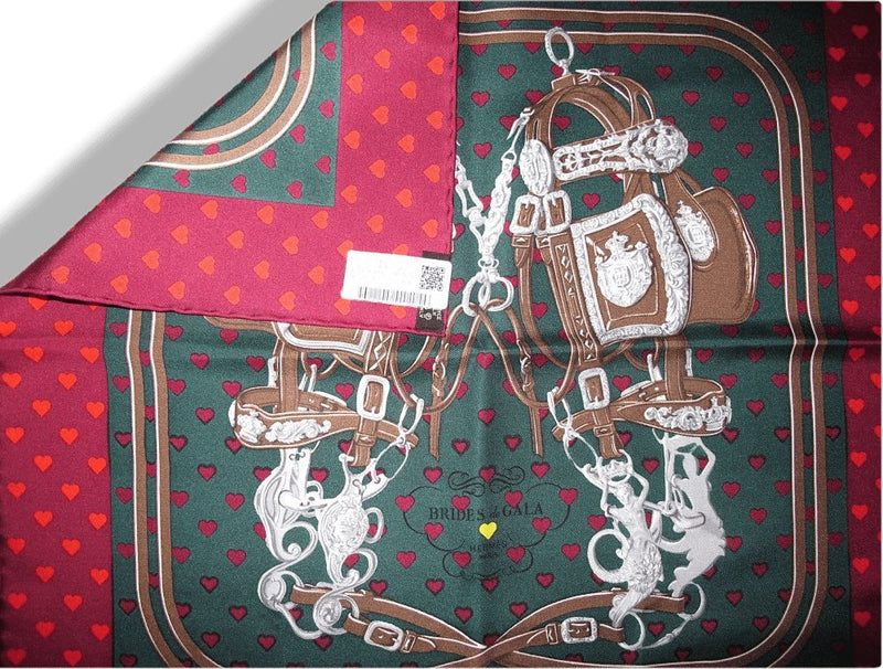 Hermes 2017 Special Issue Red Green Brides de Gala Love Twill Gavroche 45 cm, New! - poupishop