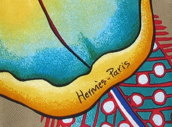 Hermes 2018 Beige Yellow BAOBAB CAT by Ardmore Artists Twill Gavroche 42cm, NIB! - poupishop