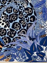 Hermes 2018 Bleu Jean/Abricot/Gris Jaguar Quetzal by Alice Shirley Cashmere Shawl 140, Box! - poupishop