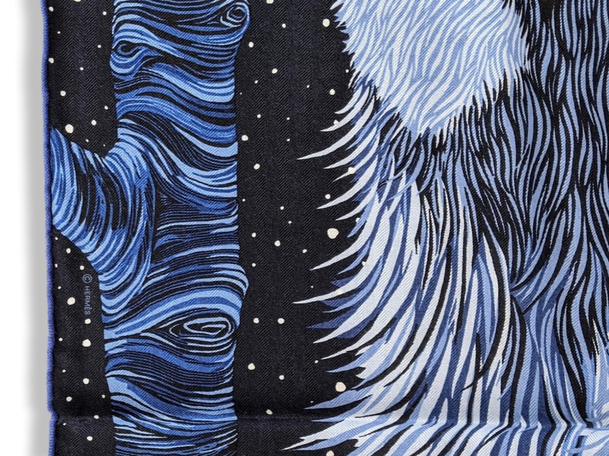 Hermes 2018 Bleu Marine/Azur/Ciel AWOOOOO by Alice Shirley 70% Cashmere/30% Silk Carre H 100 cm, BNWT! - poupishop