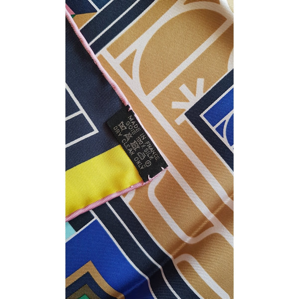 Hermes 2018 Blue Pink Yellow NDOP by Anamorphee Inspired by Africa Twill 90cm, NIB! - poupishop