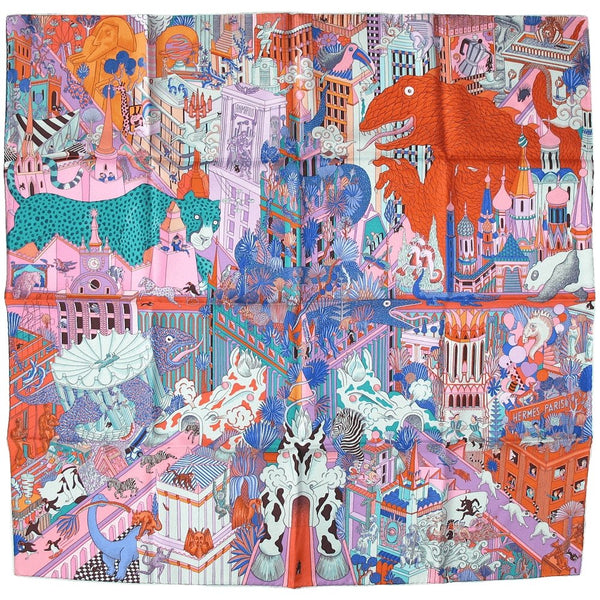 Hermes 2018 cw05 Animapolis by Jan Bajtlik Twill scarf, NIB! - poupishop