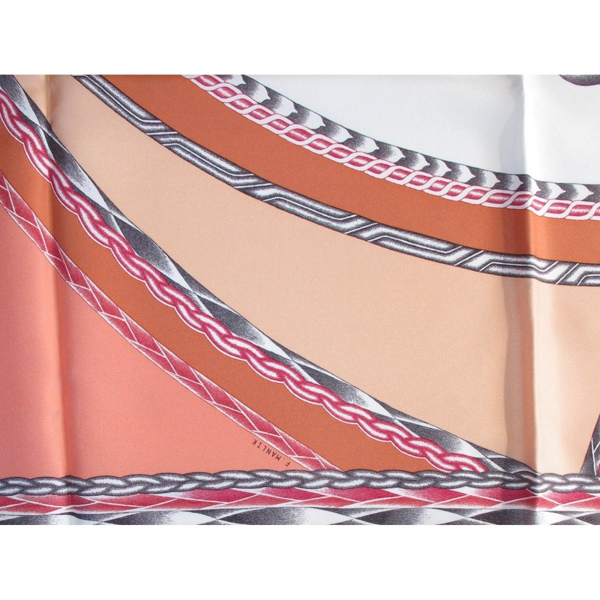 Hermes 2018 CW06 Peach Coral White Robe du Soir Twill 90cm, New! - poupishop