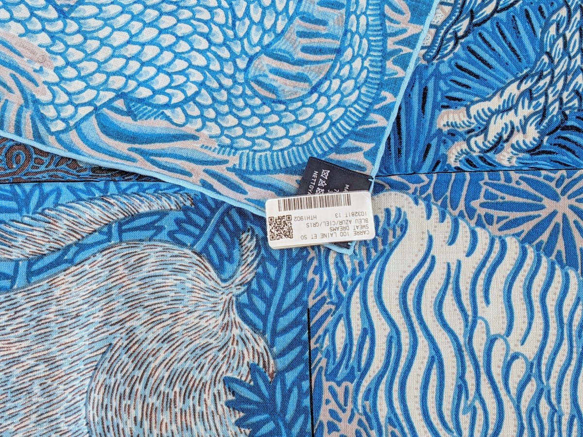 Hermes 2018 cw13 Bleu Azur/Ciel/Gris SWEET DREAMS Monsters by Jan Bajtlik 70% Wool/30% Silk Carre H 100 cm, BNWTIB! - poupishop