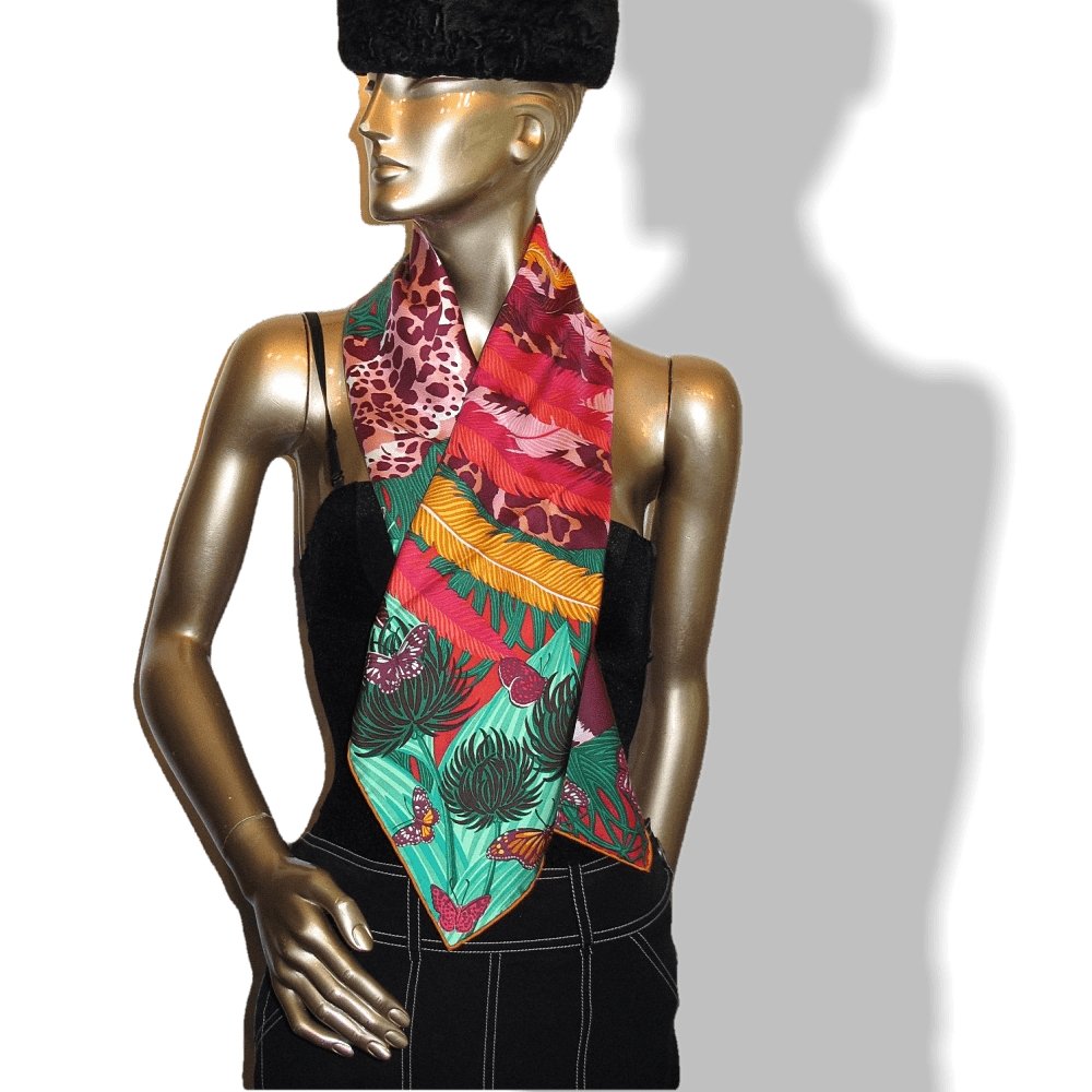 Hermes 2018 Green Orange Jaguar Quetzal by Alice Shirley Twill 90cm, Box! - poupishop
