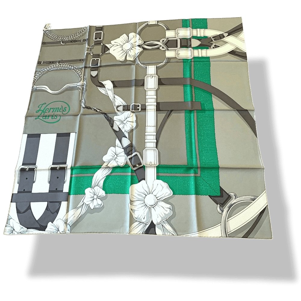 Hermes 2018 Grey White Menthol GRAND MANEGE DETAIL by Henri d'Origny Twill 90cm, NWTIB! - poupishop